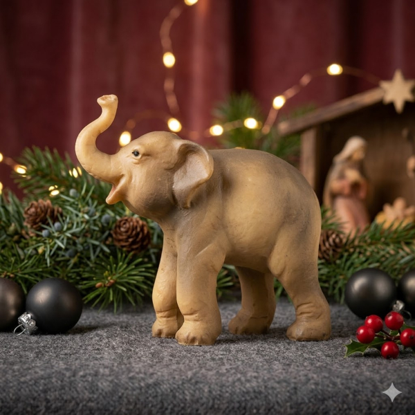 Handbemalte Krippenfigur Elefant klein, ca. 4,5 cm, T 001-25